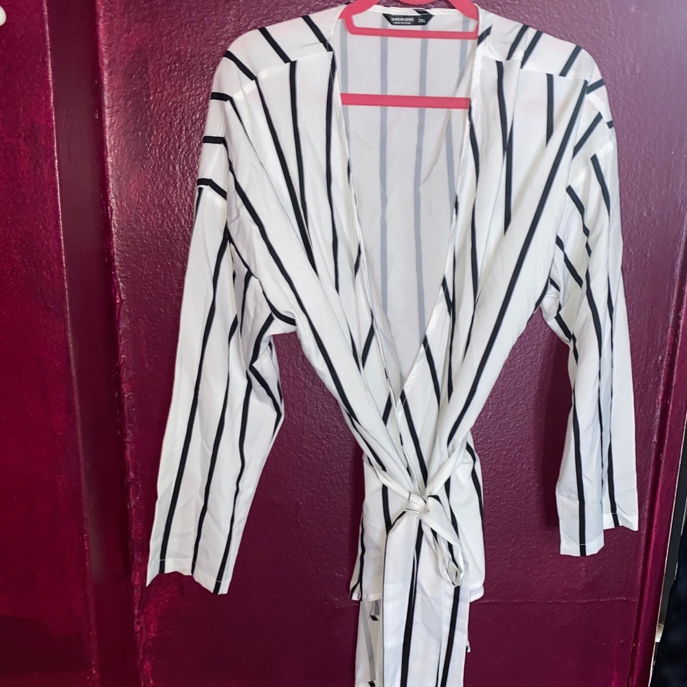 Black Striped White Blouse